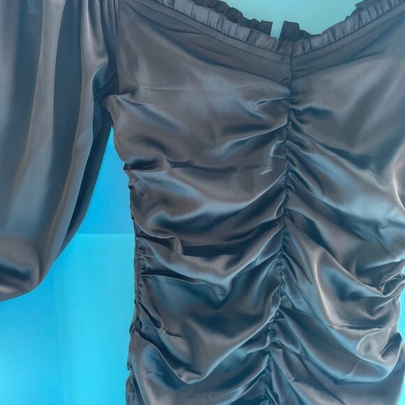 NWT DO + BE Black Long Sleeve Pullover Ruched Off The Shoulder Dress Size S - Picture 5 of 6